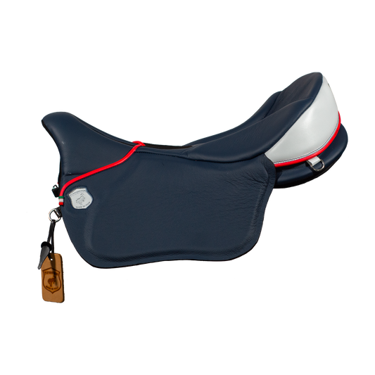 Sella equestre Purosangue Core blu per endurance vista laterale