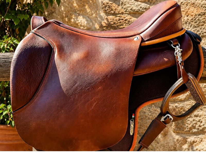 Sella senza arcione Ghost Torino Classic in pelle oliata marrone nubuck con staffe montate
