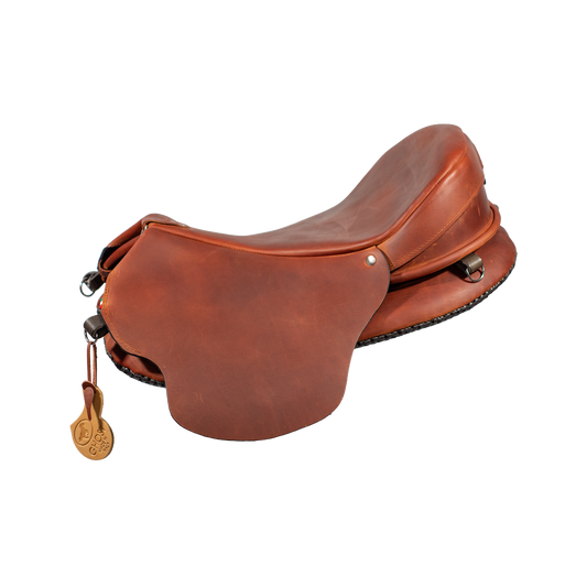 Sella da equitazione da endurance Ghost Florac Classic in pelle marrone vista di profilo